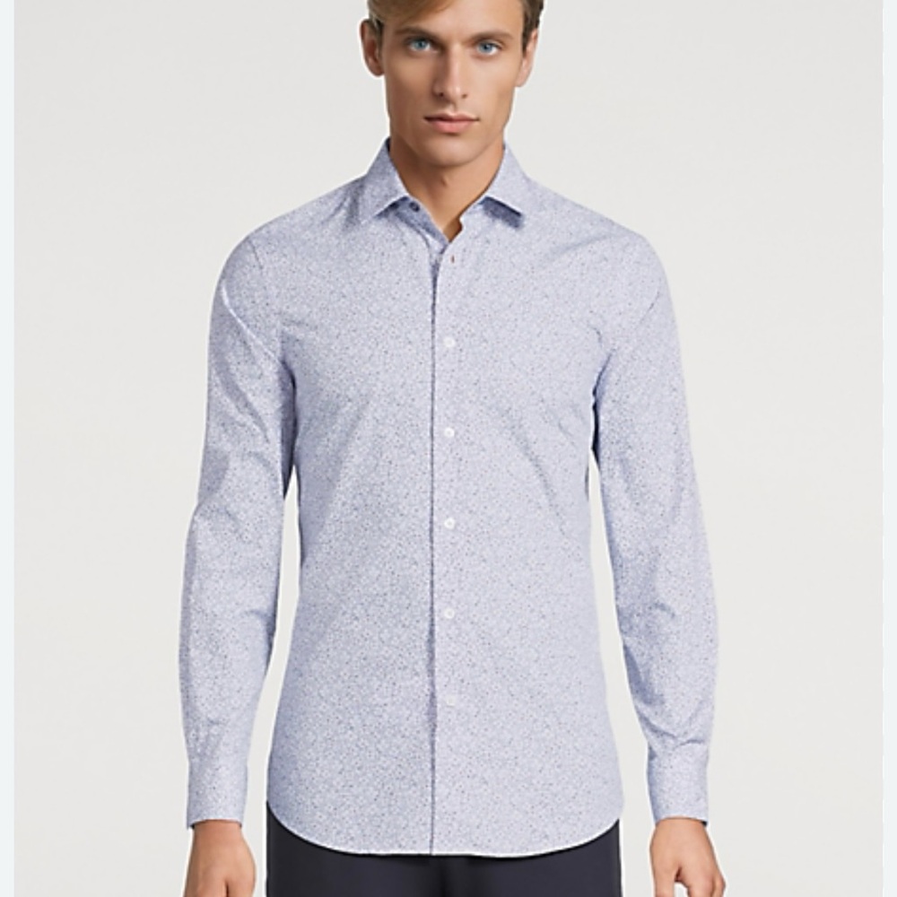 Paul Frank Cotton Tailored Light Blue Dress Shirt with small navy blue detail